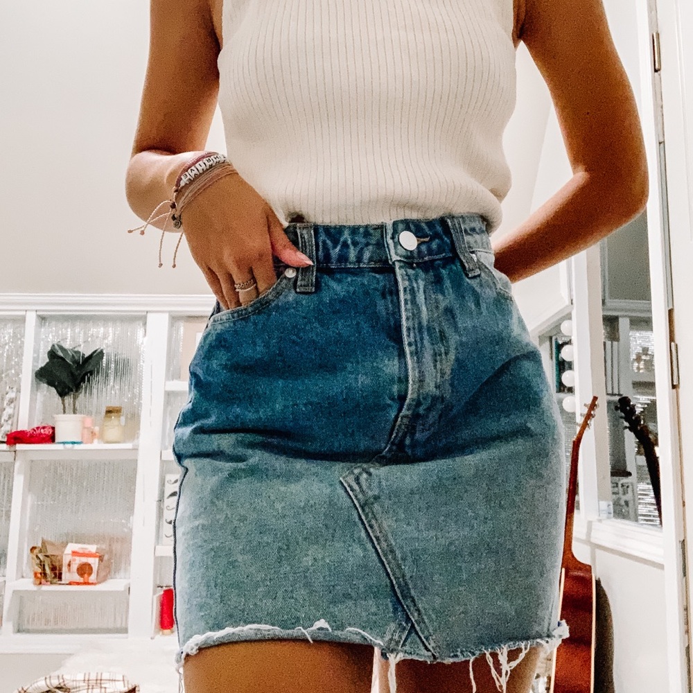 Faded denim skirt !!!